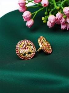 Jadau Studs, Peacock Design, MultiColour