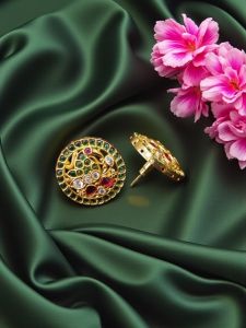 Jadau Studs, Peacock Design, MultiColour