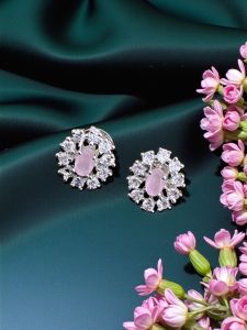 CZ Stone Earrings, Light Pink