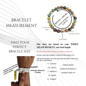 Navrabeads Indian Agate 8mm Round Beaded Bracelet for Men | Gemstone Energy Bracelet for Strength, Balance & Confidence | Handcrafted Stretchable Bracelet Made in India | Stylish Spiritual Jewelry for Daily Wear