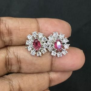CZ Stone Earrings, Pink