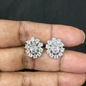 CZ Stone Earrings, White