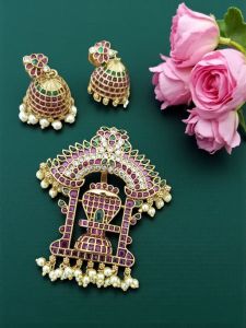 Jadau Replica Pendant, Real Kemp Pendant, Pancha Naga Linga
