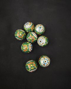 Hand painted Bead, Round, 21mm,dark green