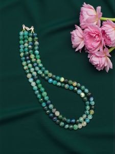 Onyx Necklace in 2 layers, Peacock Green