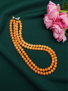 Agate Necklace in 2 Layers, Orange Double Shade