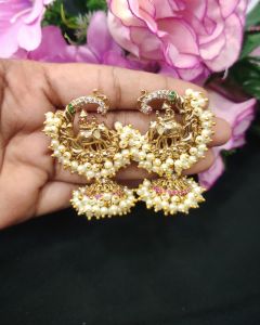 Antique jhumka with CZ stone Elephant
