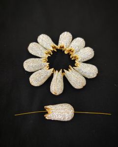 Designer Beads, Gold White Foiled, Bud, 30x16mm, Sold By 1 Pc