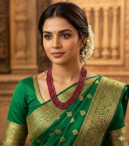 4 Layer Quartz Necklace, Maroon