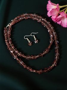 Butterfly Crystal Necklace, Double Layer, Light Purple