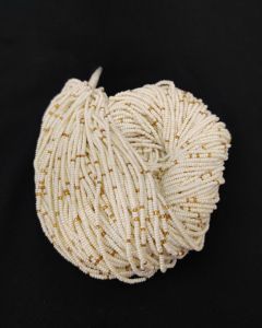 Seed Beads Bunch, Set Of 10 Lines, Cream And Gold