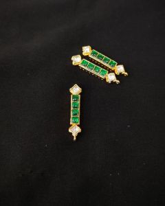 1 piece of Jadau Kundan Charm/Pendant with 8 holes on the sides ,Green And White