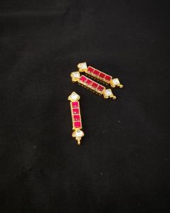 1 piece of Jadau Kundan Charm/Pendant with 8 holes on the sides ,Pink And White