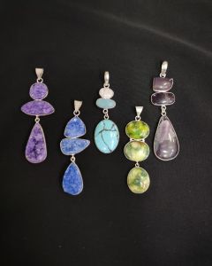 Gemstone Pendant, Assorted, Pack Of 5 Pcs