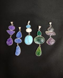 Gemstone Pendant, Assorted, Pack Of 5 Pcs