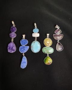 Gemstone Pendant, Assorted, Pack Of 5 Pcs