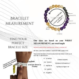 Navrabeads Divine Blend with Amethyst, Hematite & Citrine Mix 8mm Round Beaded Bracelet for Men | Gemstone Energy Bracelet for Clarity, Strength & Positivity | Handcrafted Stretchable Bracelet Made in India | Stylish Spiritual Jewelry for Daily Wear