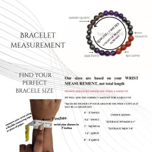 Navrabeads Divine Blend with Amethyst, Red Jasper, Hematite & Smoky Quartz 8mm Round Beaded Bracelet for Men | Gemstone Energy Bracelet for Strength, Clarity & Balance | Handcrafted Stretchable Bracelet Made in India | Stylish Spiritual Jewelry for Daily 