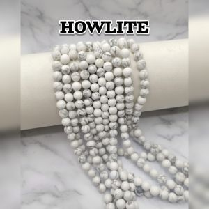 Natural Gemstone Beads, Howlite, 8mm