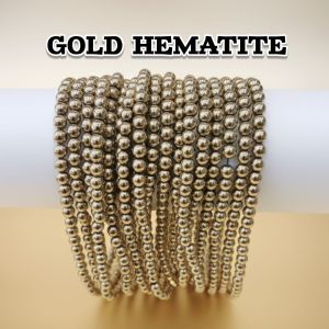 Hematite (Gold) Beads, 8mm, Plain Round