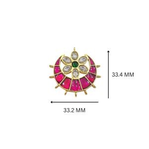 Jadau Moon Pendant, Pink and Green