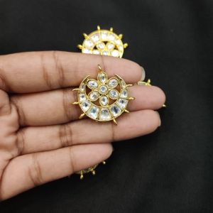 Jadau Moon Pendant, White