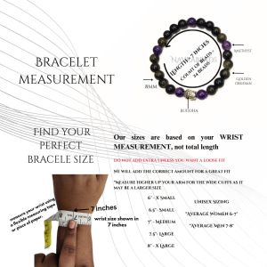 Navrabeads Golden Obsidian Buddha with Amethyst 8mm Round Beaded Bracelet for Men/Unisex | Gemstone Energy Bracelet for Strength, Calm & Confidence | Handcrafted Stretchable Bracelet Made in India | Stylish Spiritual Jewelry for Daily Wear