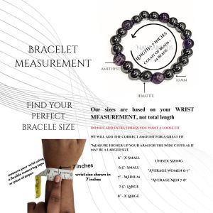 Navrabeads Hematite with Amethyst 8mm Round Beaded Bracelet for Men/Unisex | Gemstone Energy Bracelet for Calm, Confidence & Focus | Handcrafted Stretchable Bracelet Made in India | Stylish Spiritual Jewelry for Daily Wear