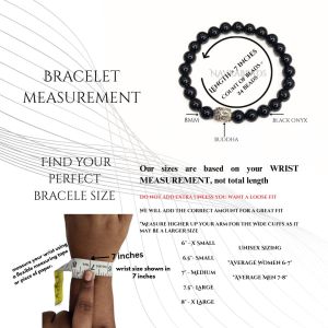 Navrabeads Black Onyx with Buddha 8mm Round Beaded Bracelet for Men/Unisex | Gemstone Energy Bracelet for Strength, Focus & Stability | Handcrafted Stretchable Bracelet Made in India | Stylish Spiritual Jewelry for Daily Wear