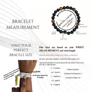 Navrabeads Black Onyx with Tiger Eye & Evil Eye 8mm Beaded Bracelet for Men/Unisex| Protection & Confidence Energy Bracelet | Handcrafted Stretchable Bracelet Made in India | Powerful Daily Wear Spiritual Jewelry