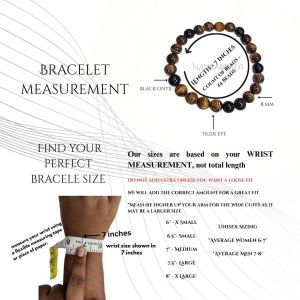 Navrabeads Tiger Eye with Black Onyx 8mm Natural Stone Bracelet for Men/Unisex | Strength, Confidence & Balance Energy Bracelet | Handcrafted Stretchable Bracelet | Made in India | Stylish Daily Wear Spiritual Jewelry