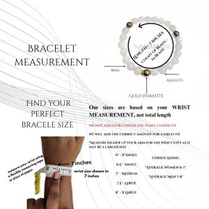 Navrabeads Angelite with Gold Hematite 8mm Natural Gemstone Bracelet for Men/Unisex | Calmness, Balance & Confidence Energy Bracelet | Handcrafted Stretchable Bracelet for Daily Wear | Made in India
