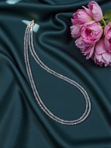 2 Layer Agate Necklace, Silver Finish Grey