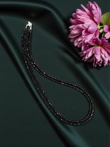 2 Layer Agate Necklace, Silver Finish, Black