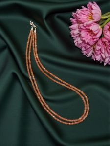 2 Layer Agate Necklace,Gold Finish Orange