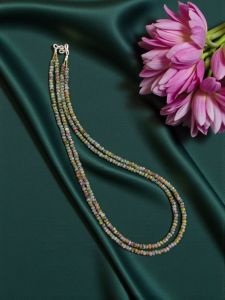 2 Layer Agate Necklace,Gold Finish Green patches