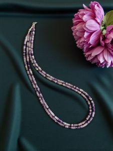 2 Layer Agate Necklace,Gold Finish Purple double shade