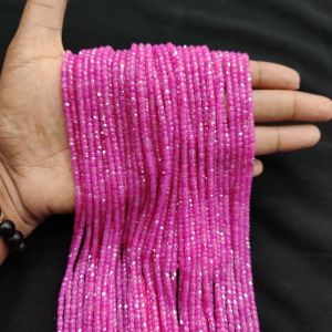 Cubic Zirconia Beads, CZ Or Czech Beads, Ruby Pink