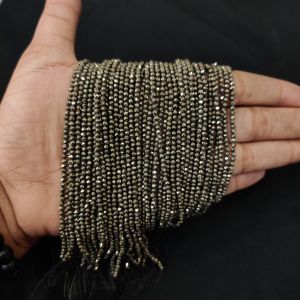 2mm Pyrite Beads, Round, Faceted
