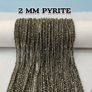 2mm Pyrite Beads, Round, Faceted