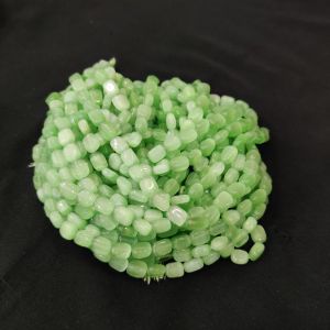 Monolisa (Imitation Cats Eye) Flat Oval Beads, 9x6mm, Light Green