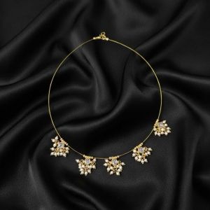 Invisible jadau Kundan necklace,White Drop with Loreals