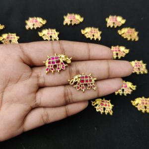 Jadau Pendant/Connector, (Elephant),Pink