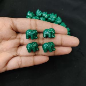 Synthetic Coral Beads, Elephant, Dark Green, Pack Of 20 Pcs
