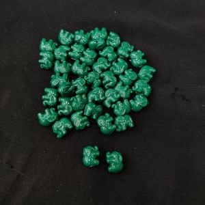 Synthetic Coral Beads, Elephant, Dark Green, Pack Of 20 Pcs