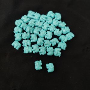 Synthetic Coral Beads, Elephant, Blue, Pack Of 20 Pcs