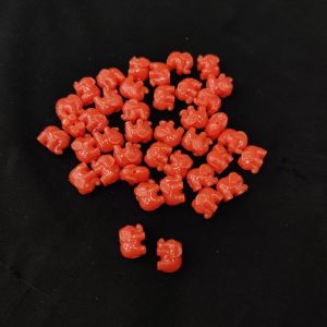 Synthetic Coral Beads, Elephant, Peachish Orange, Pack Of 20 Pcs