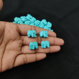 Synthetic Coral Beads, Elephant, Blue, Pack Of 20 Pcs