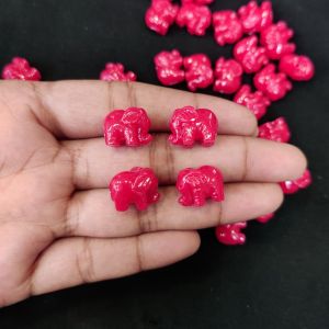 Synthetic Coral Beads, Elephant, Dark Pink, Pack Of 20 Pcs