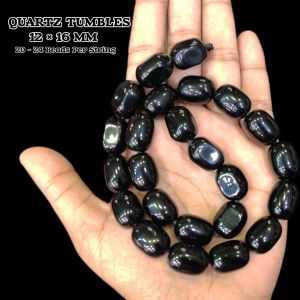 Natural Stones, Quartz Tumbles, 12x16mm, Black
